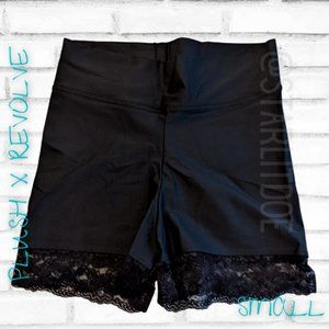 Plush X Revolve Black Lace Trim Compression Shorts
